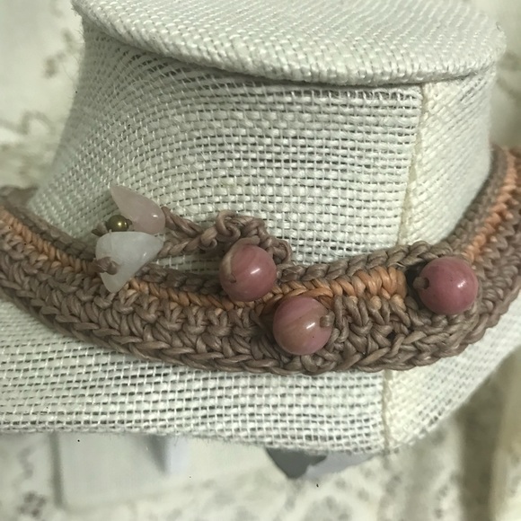 NOVICA Rose Quartz Collar Choker Macrame Necklace - Picture 4 of 6